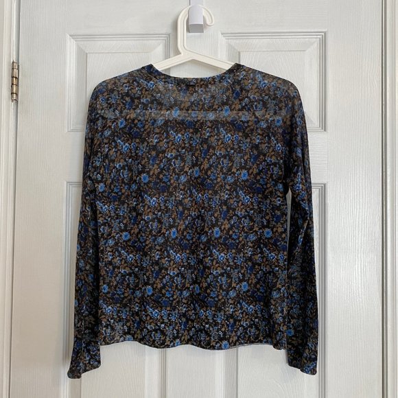 LOFT Petites Blue Floral Thin Sweater - Picture 2 of 3